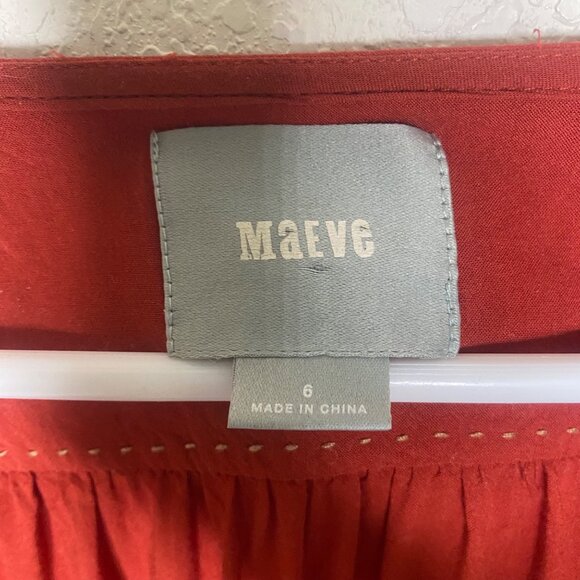Maeve Anthropology Button Down Blouse Womens Size 6 Rust Red Lace Cotton Blend C - Picture 2 of 11